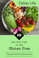 Pinterest mini image - 10 success tips to eat gluten free with a fresh vegetable salad