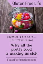 Pinterest mini image - Chemicals are safe until they're not, why all the pretty food is making us sick with a jar of bright colored hard candies