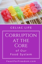 Pinterest mini image - Corruption at the core of our food system, with brightly colored candy skewers