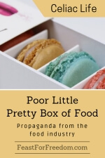 Pinterest mini image - Poor little pretty box of food, propaganda from the food industry, with boxed macarons