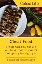 Pinterest mini image - Preplan your gluten free cheat food with barbecued shish kabobs