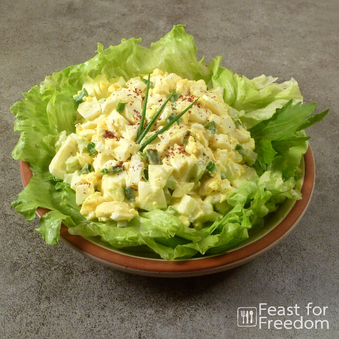 Fresh egg salad on a bed of lettuce