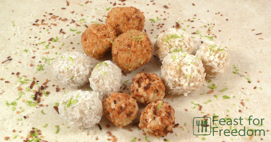 Coconut Lime Cheesecake Balls - Cookies - Recipes - Feast for Freedom