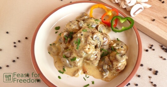 Creamy Mushroom Meatballs - Beef - Recipes - Feast for Freedom