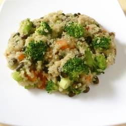 Quinoa with broccoli and black beans
